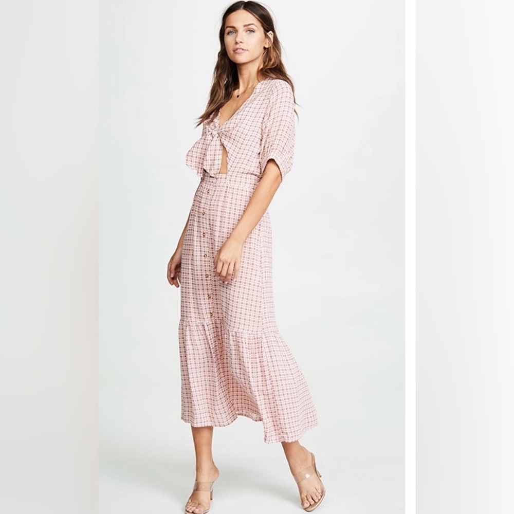Faithfull the Brand Maple Midi Dress – Pink Gingham – Size US 6